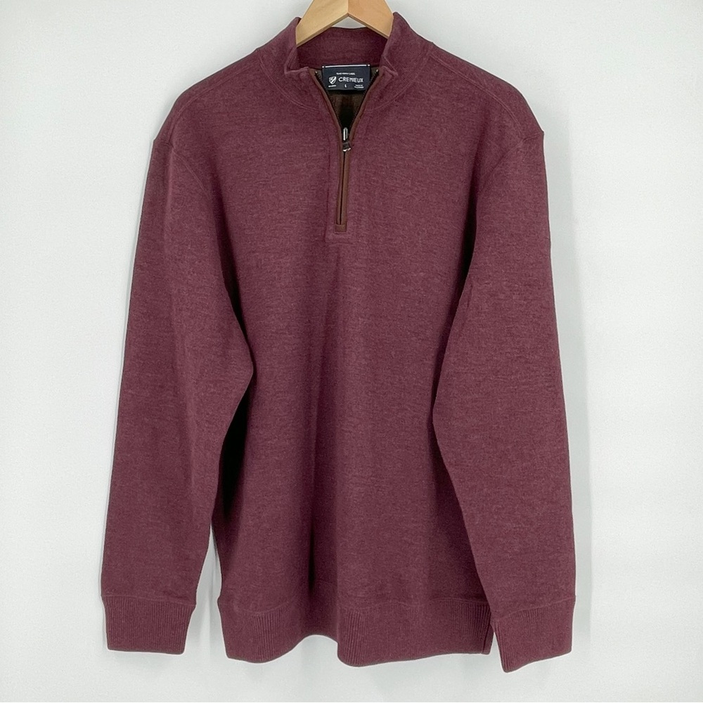 Cremieux Reversible Pullover Long Sleeve 1/4 Zip Sweater Purple Green Mens Large